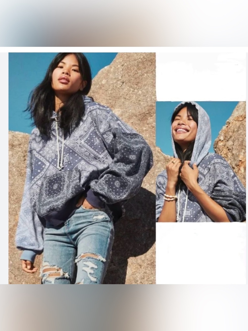 American Eagle Outfitters Forever Slouchy Paisley Oversized Hoodie